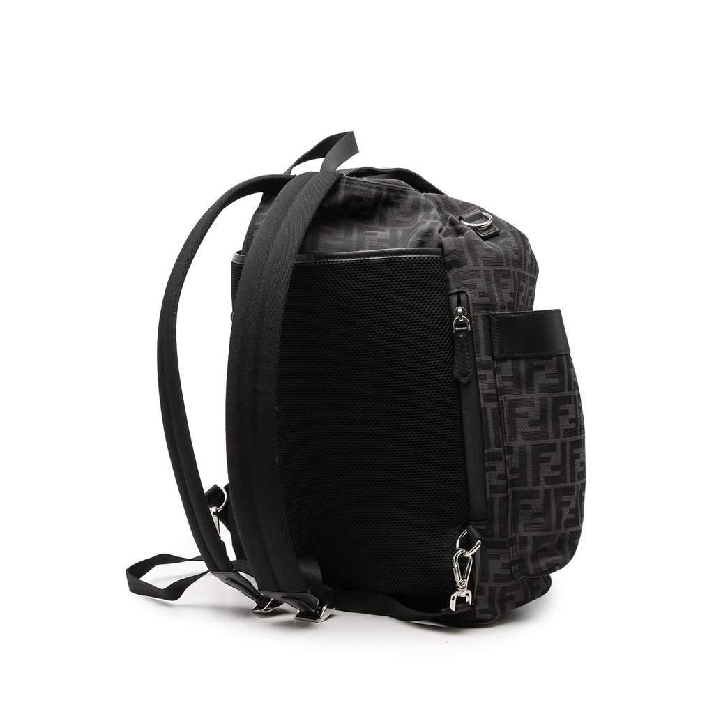 Fendi Large FF Jacquard Strike Backpack Black Very good - Back View