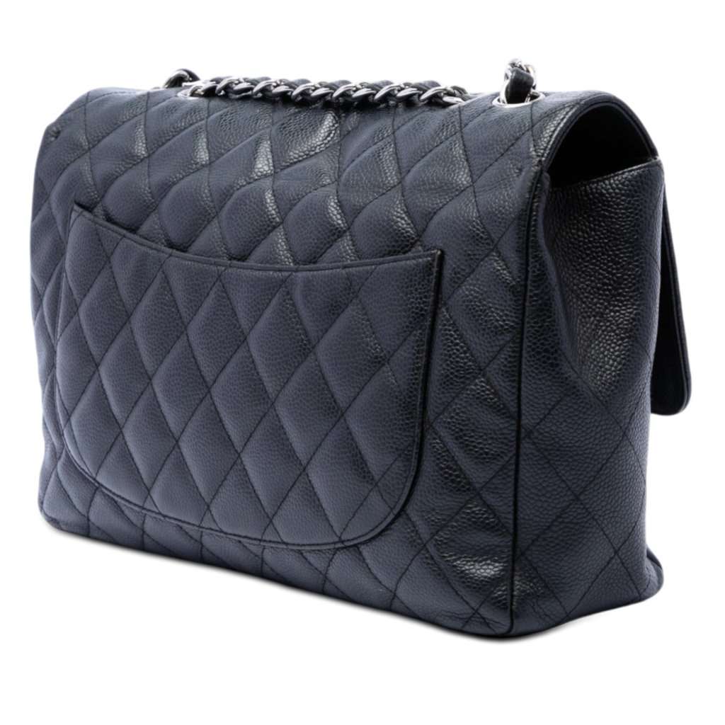 Chanel Jumbo Classic Caviar Single Flap Black Leather Very good condition - Back View