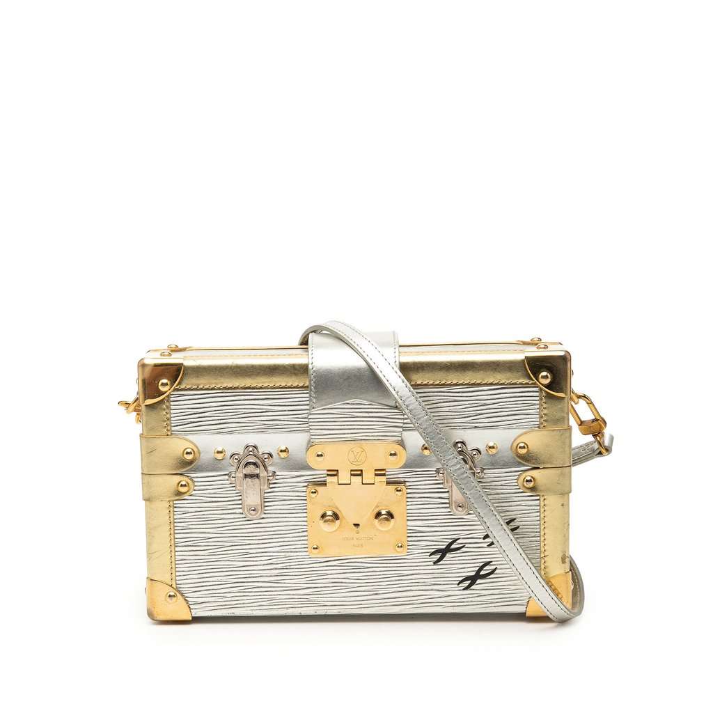 Louis Vuitton Epi Petite Malle Silver Leather Very good - Front View