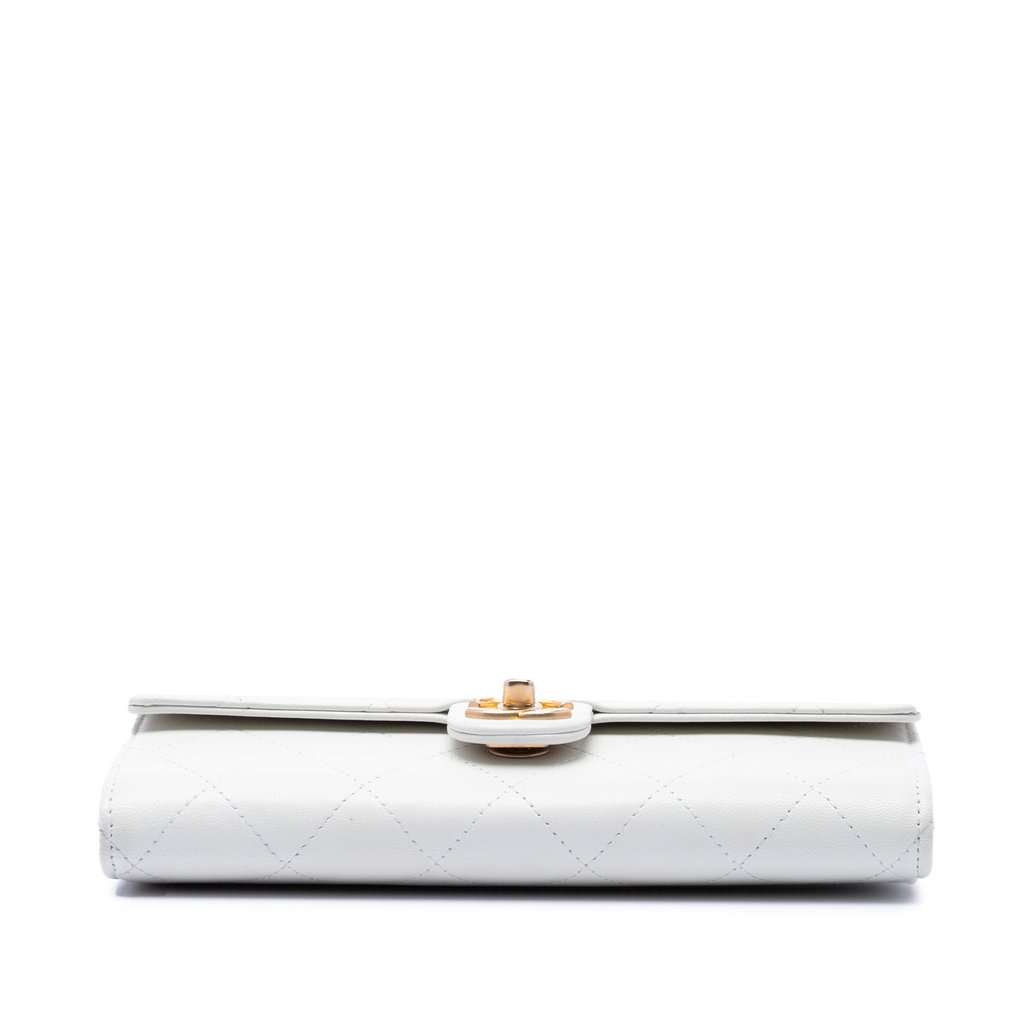 Chanel CC Quilted Goatskin Chic Pearls Wallet on Chain White Leather Very good condition - Inside View