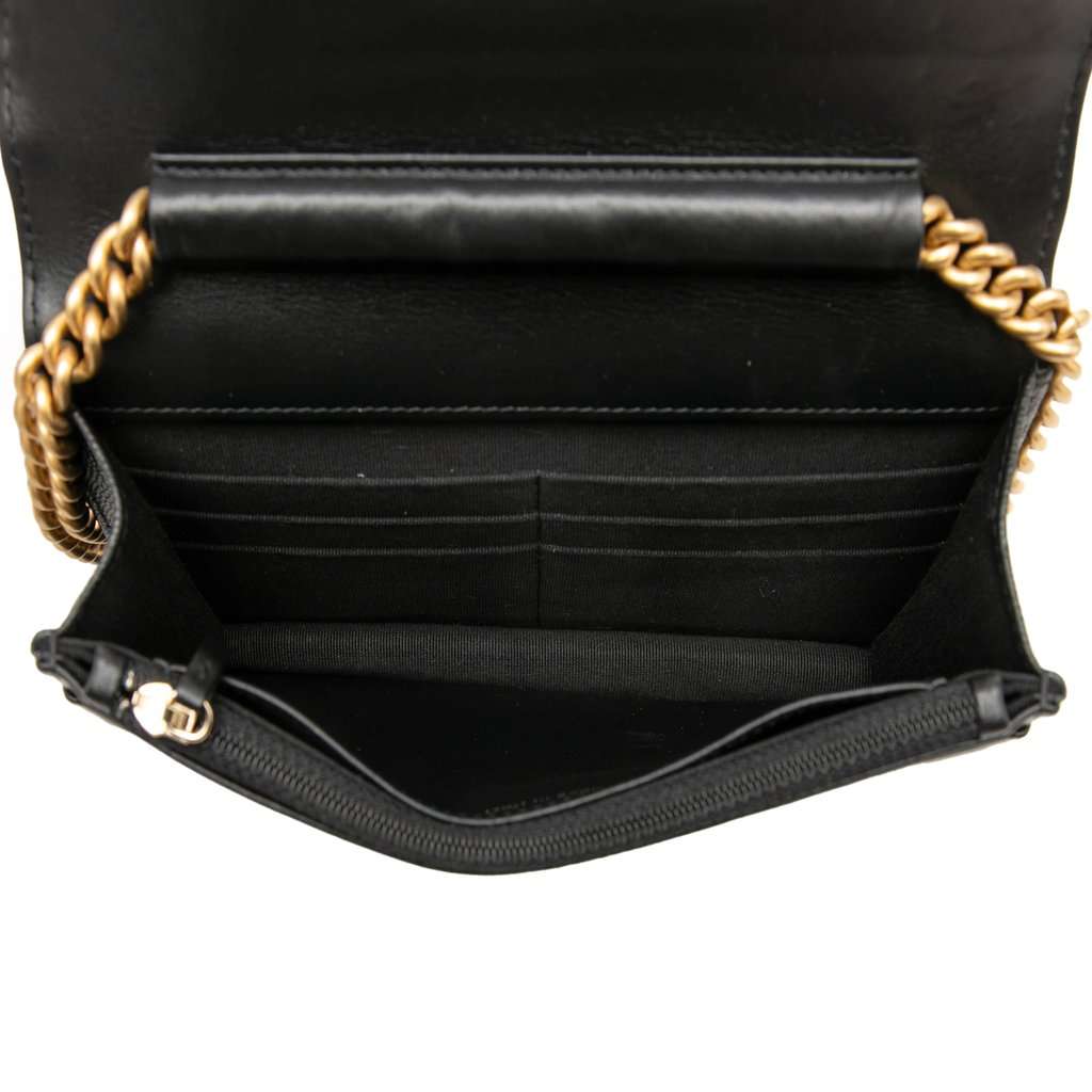 Chanel Quilted Caviar Boy Wallet on Chain Black Leather Very good - Model View