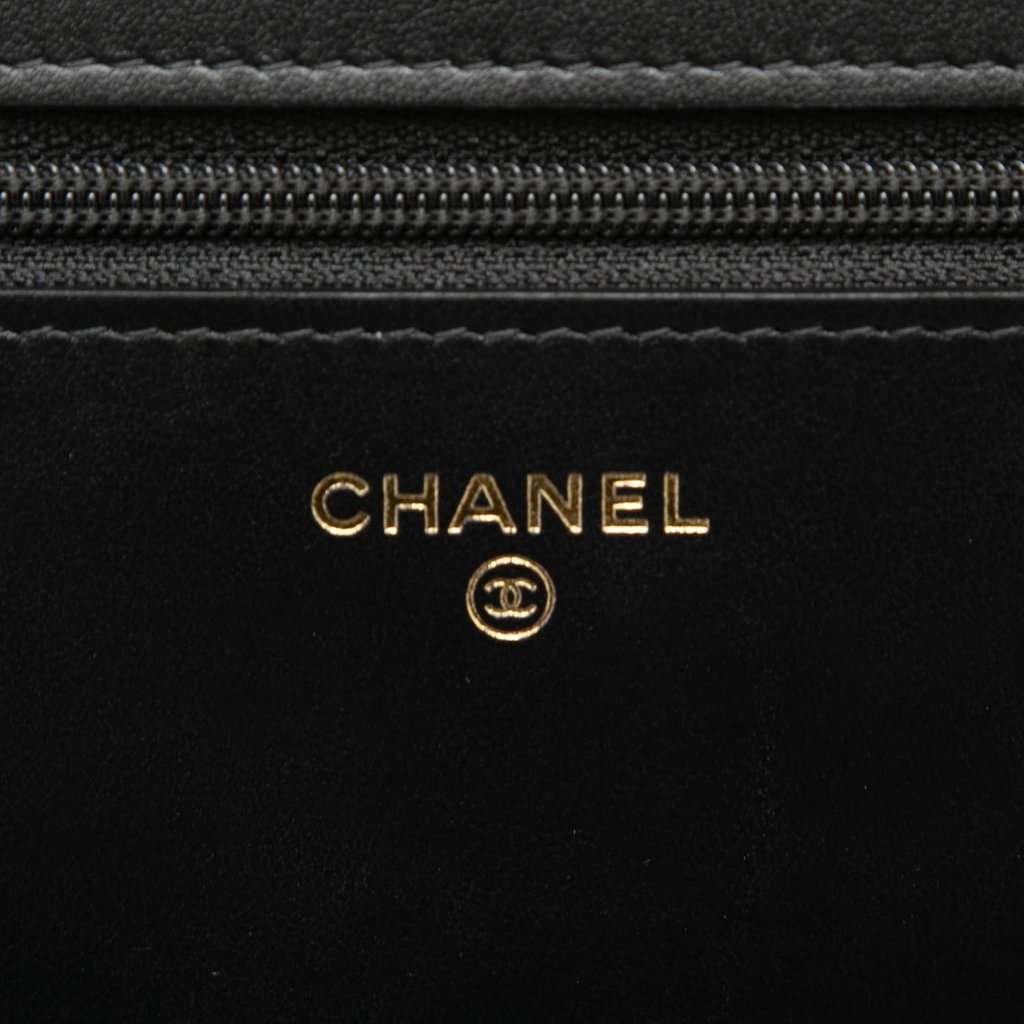 Chanel Quilted Caviar Boy Wallet on Chain Black Leather Very good - Box View