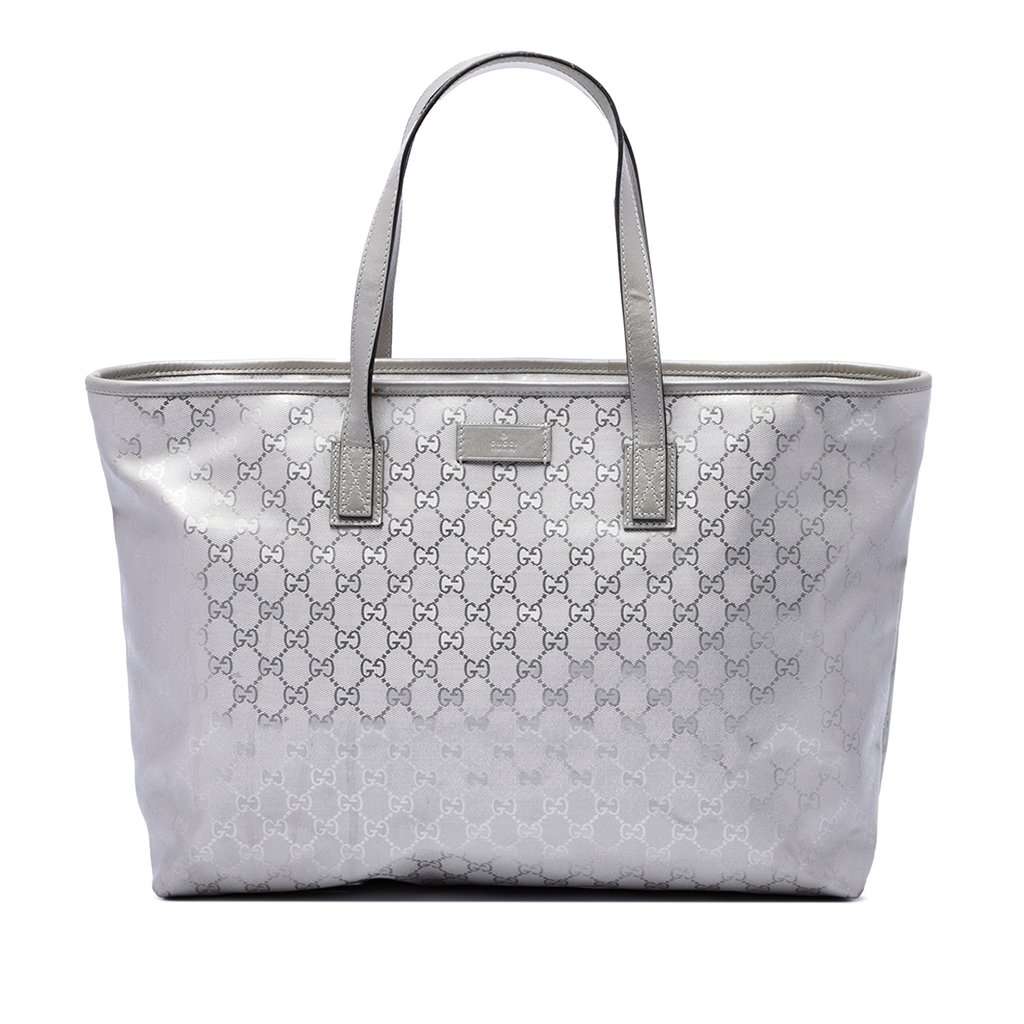 Gucci Large GG Imprime Tote Silver Very good - Front View