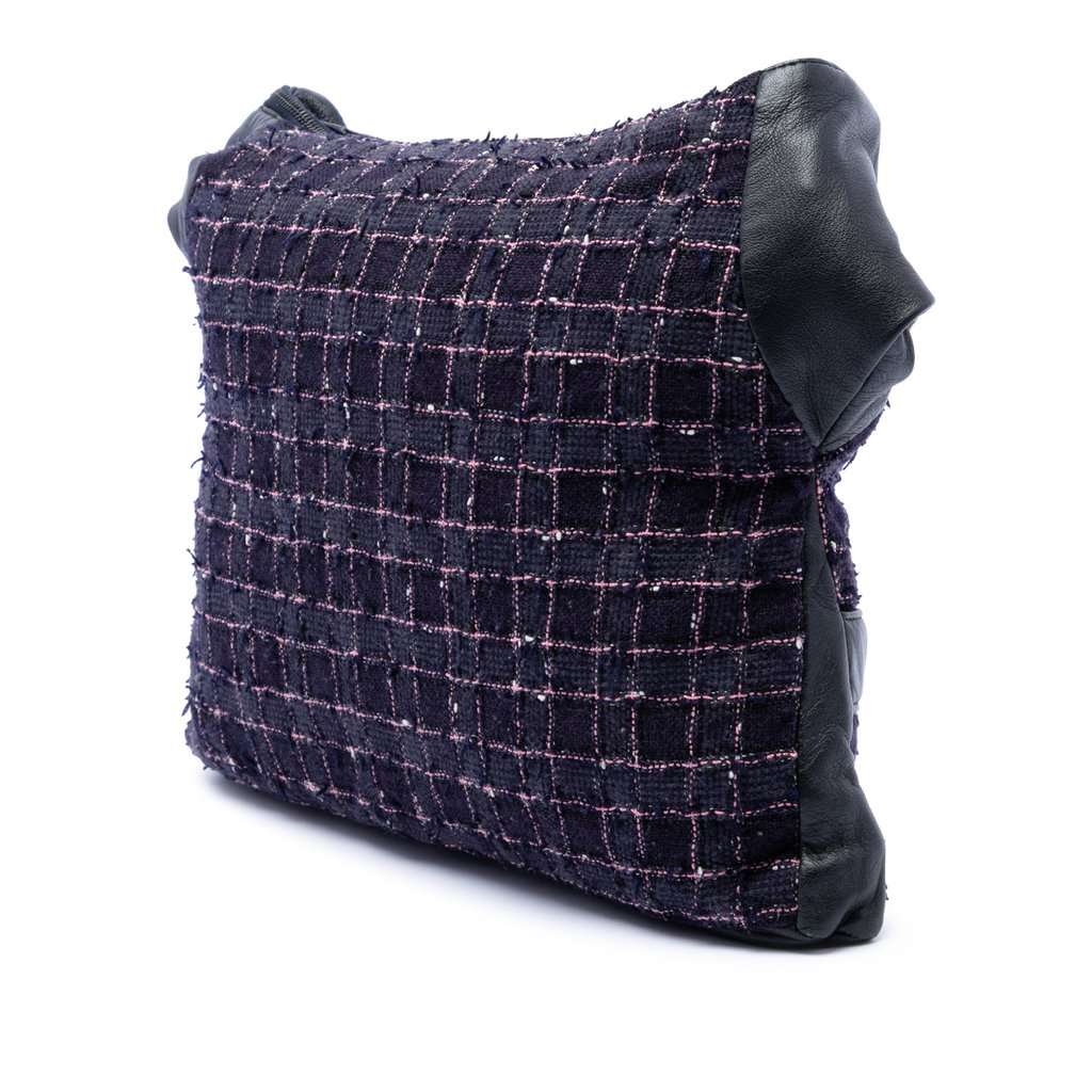 Chanel Medium Tweed and Lambskin Girl Bag Purple Very good condition - Back View