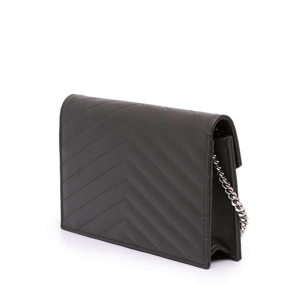 Saint Laurent Grain De Poudre Chevron Cassandre Envelope Chain Wallet MultiColor Leather Very good - Back View