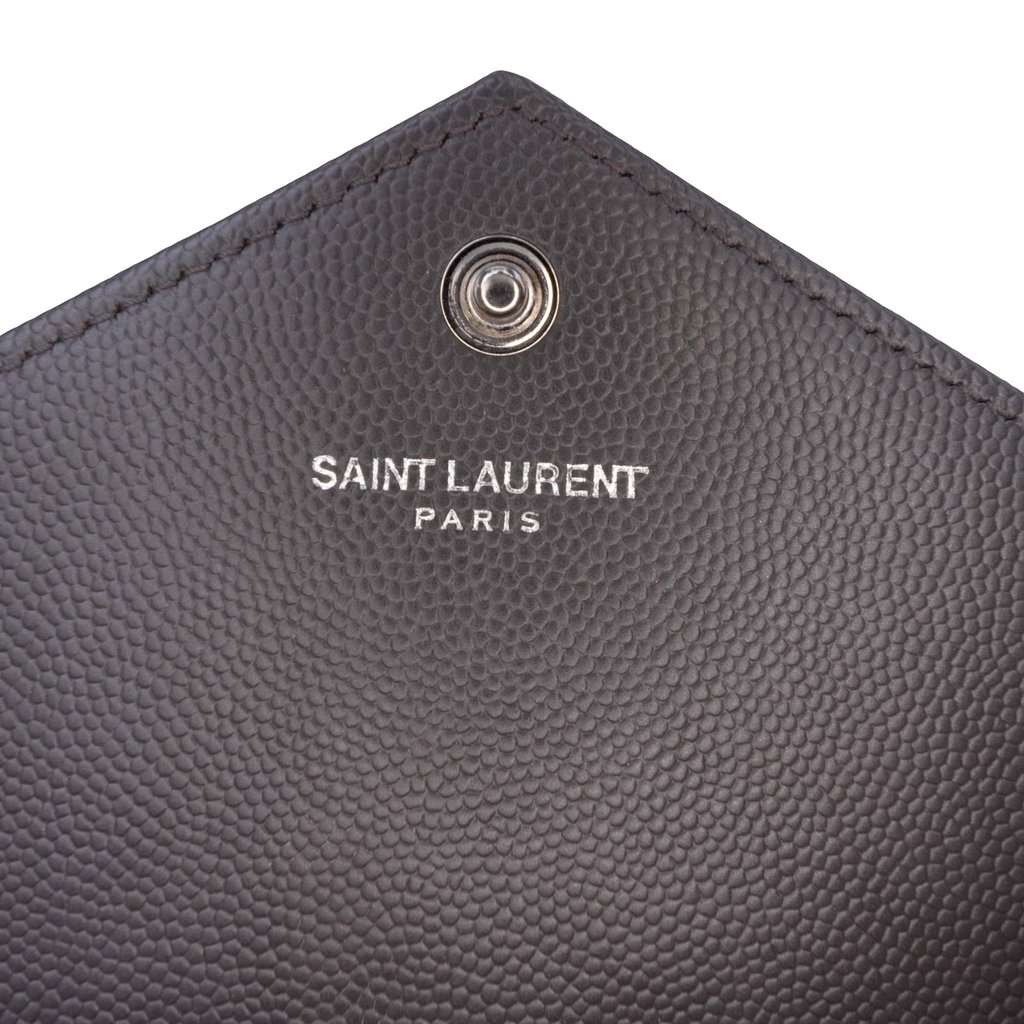Saint Laurent Grain De Poudre Chevron Cassandre Envelope Chain Wallet MultiColor Leather Very good - Box View