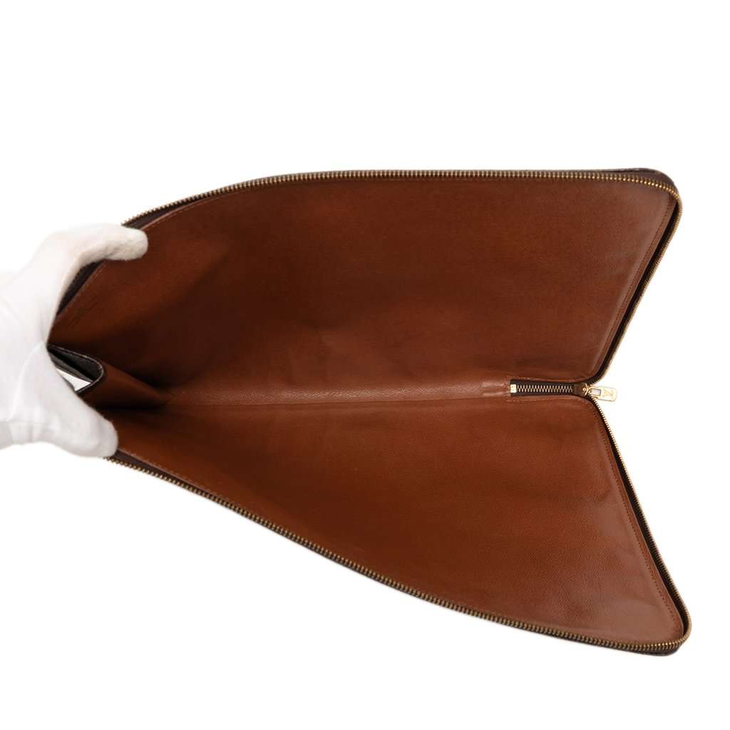 Louis Vuitton Monogram Poche Documents Portfolio Brown Very good - Model View