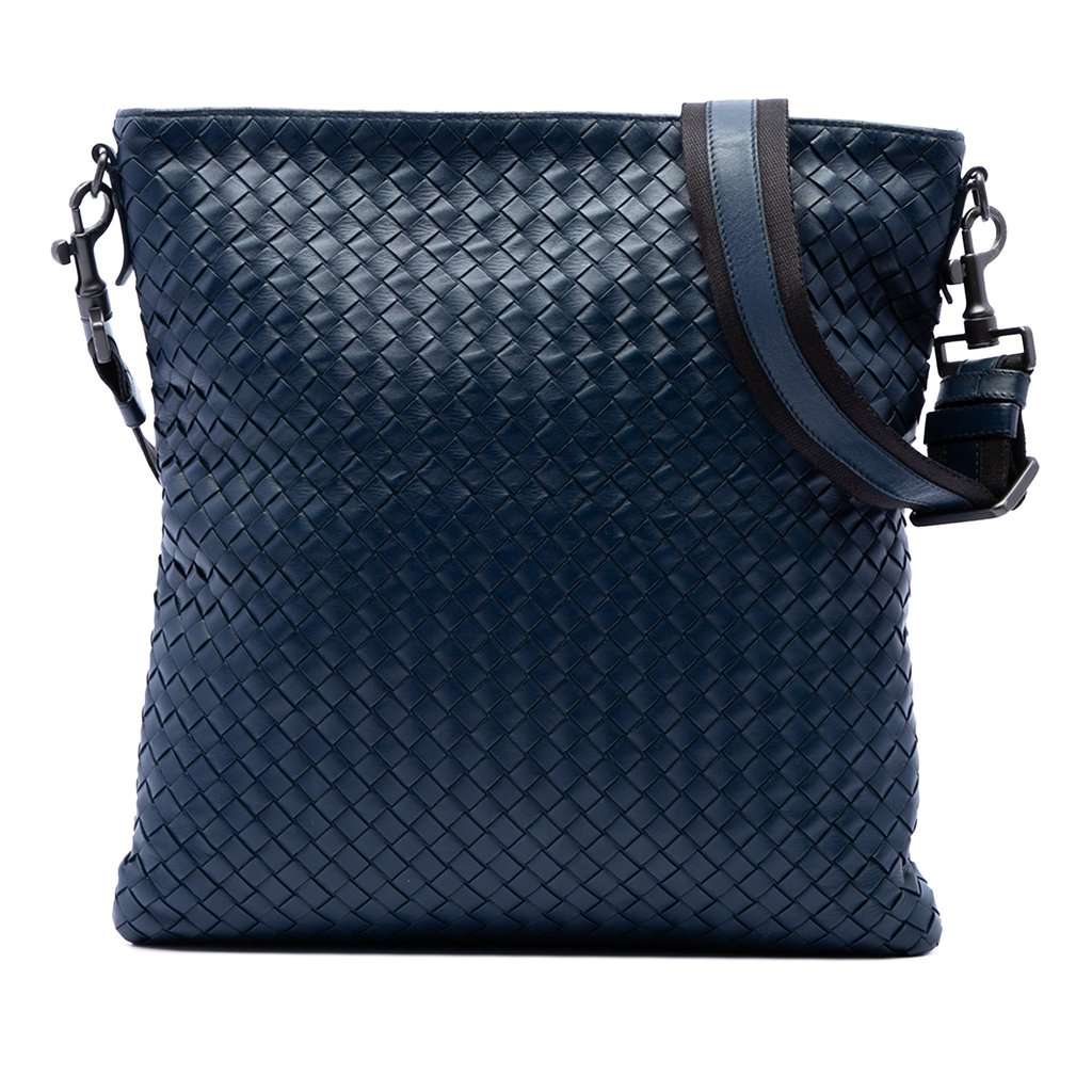 Bottega Veneta Nappa Intrecciato VN Crossbody Blue Leather Very good condition - Front View