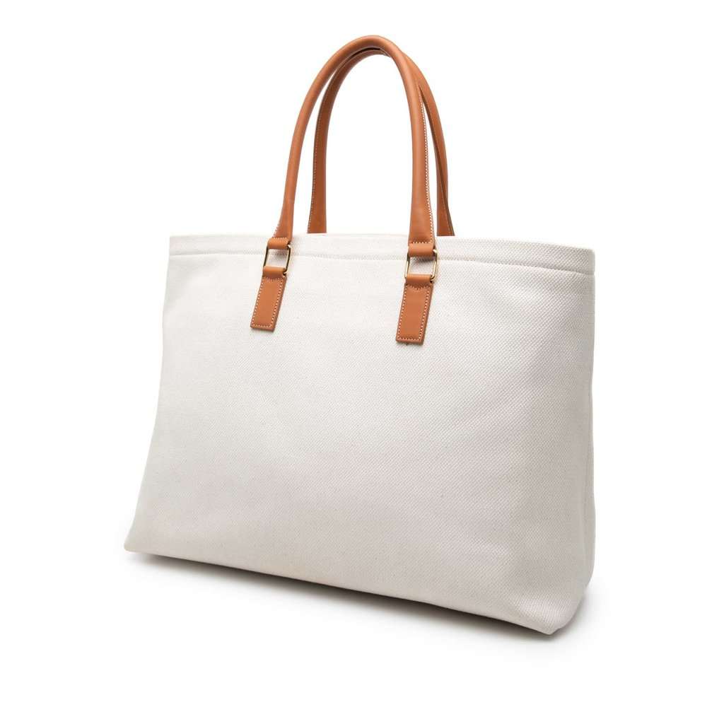 Celine Small Canvas Logo Print Horizontal Cabas Tote Brown Very good - Back View
