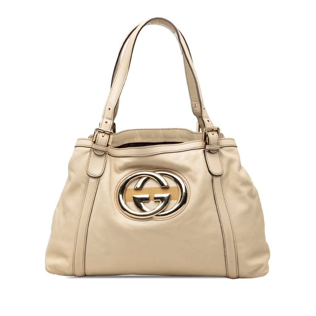 Gucci Calfskin Dialux Britt Tote Brown Leather Very good condition - Front View