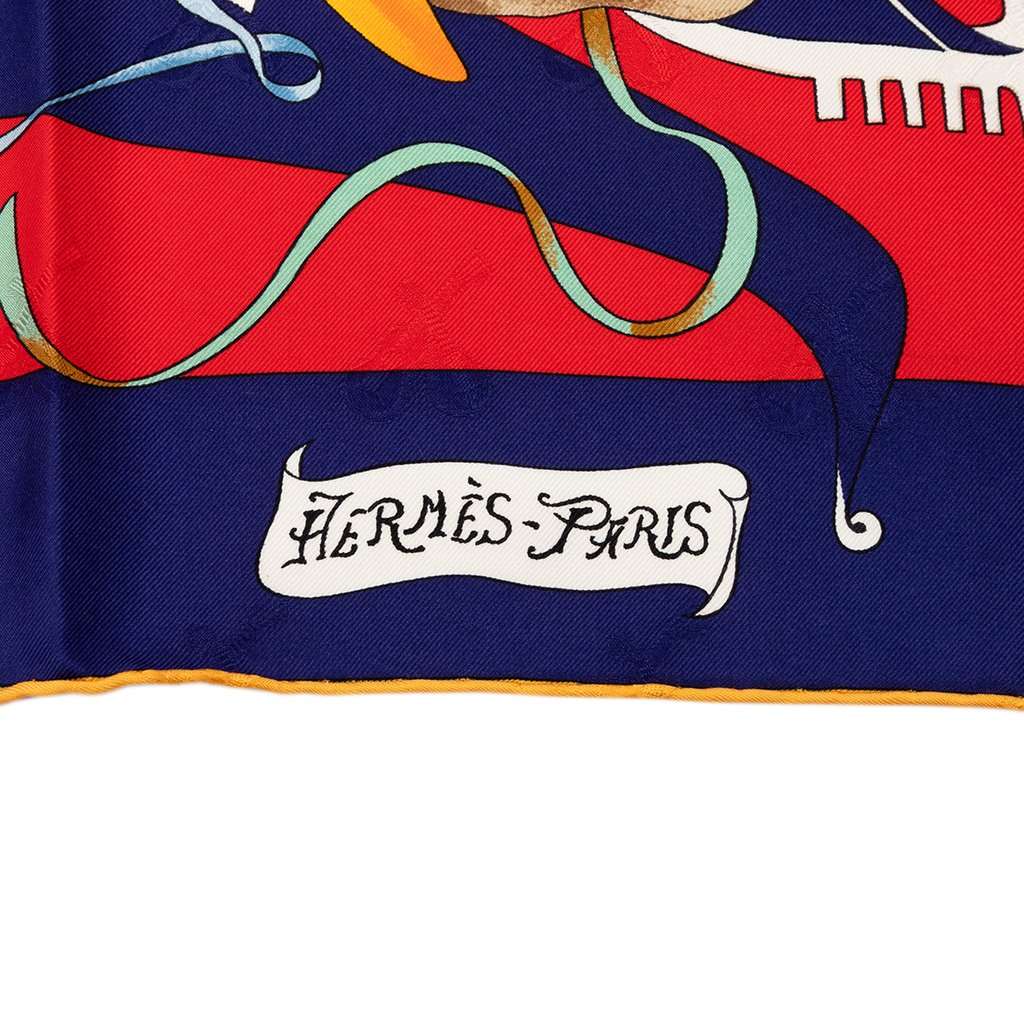 Hermès Le Carnaval de Venise Silk Scarf 90 Blue Very good condition - Box View