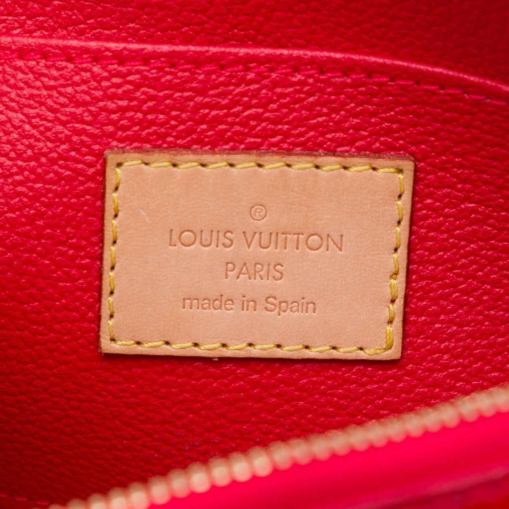 Louis Vuitton Monogram Vernis Cosmetic Pouch Red Leather Very good - Box View