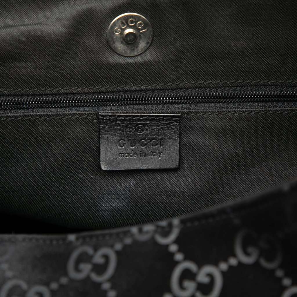 Gucci GG Suede Metal Handle Shoulder Bag Black Leather Very good condition - Box View