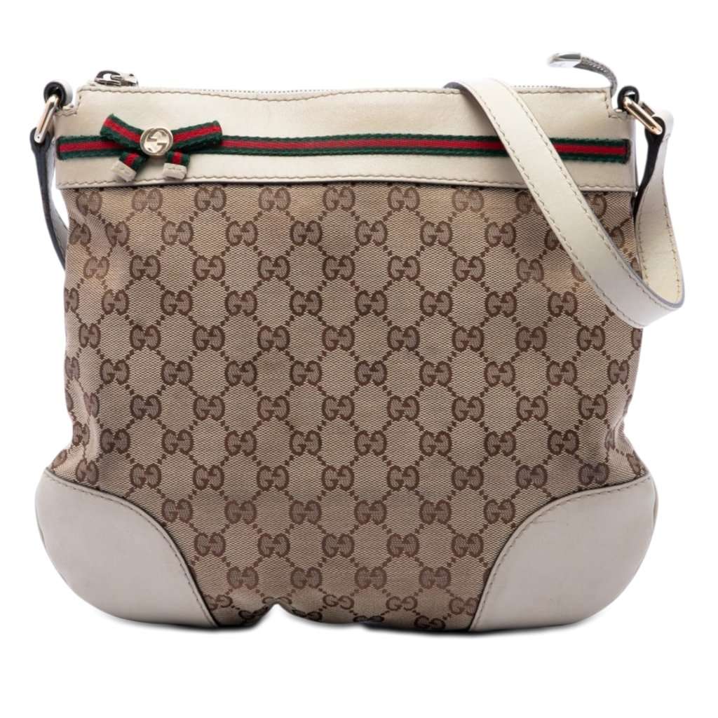 Gucci GG Canvas Web Mayfair Crossbody Beige Very good condition - Front View