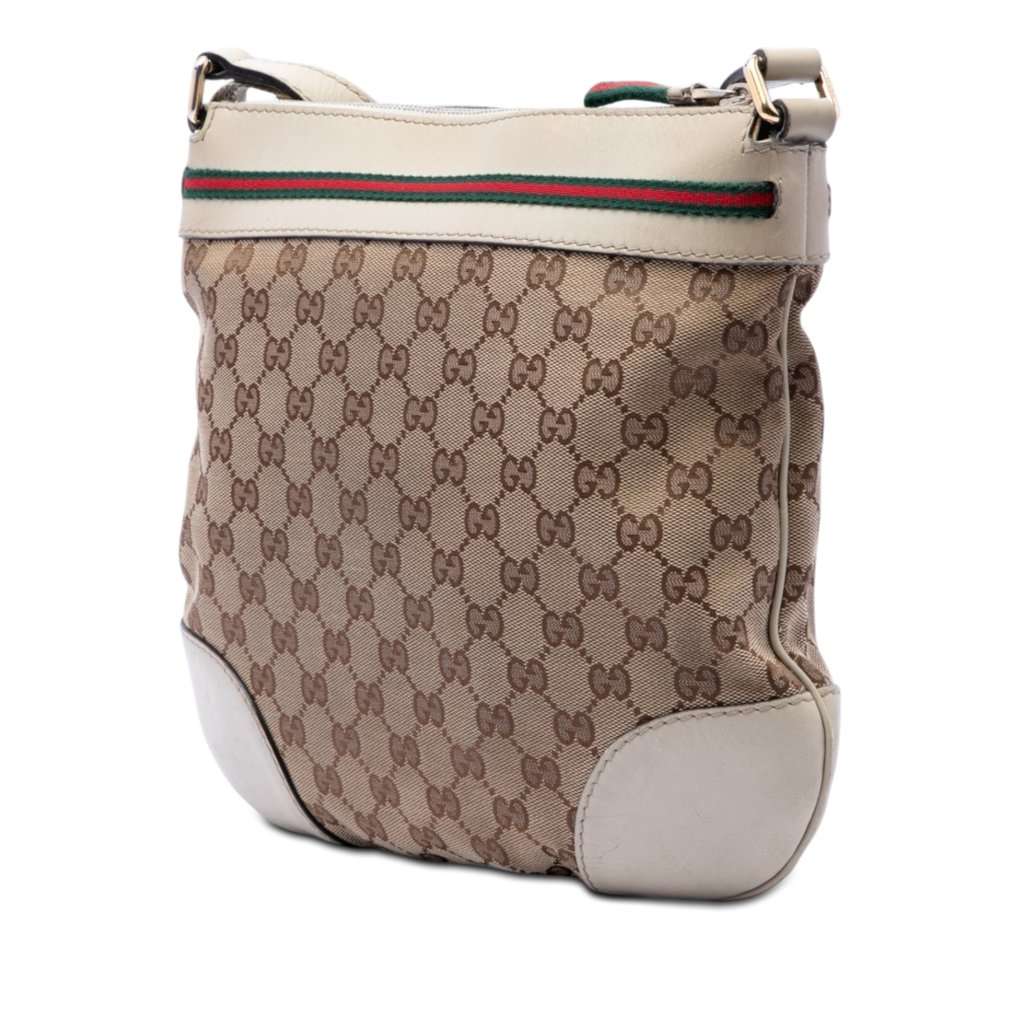 Gucci GG Canvas Web Mayfair Crossbody Beige Very good condition - Back View