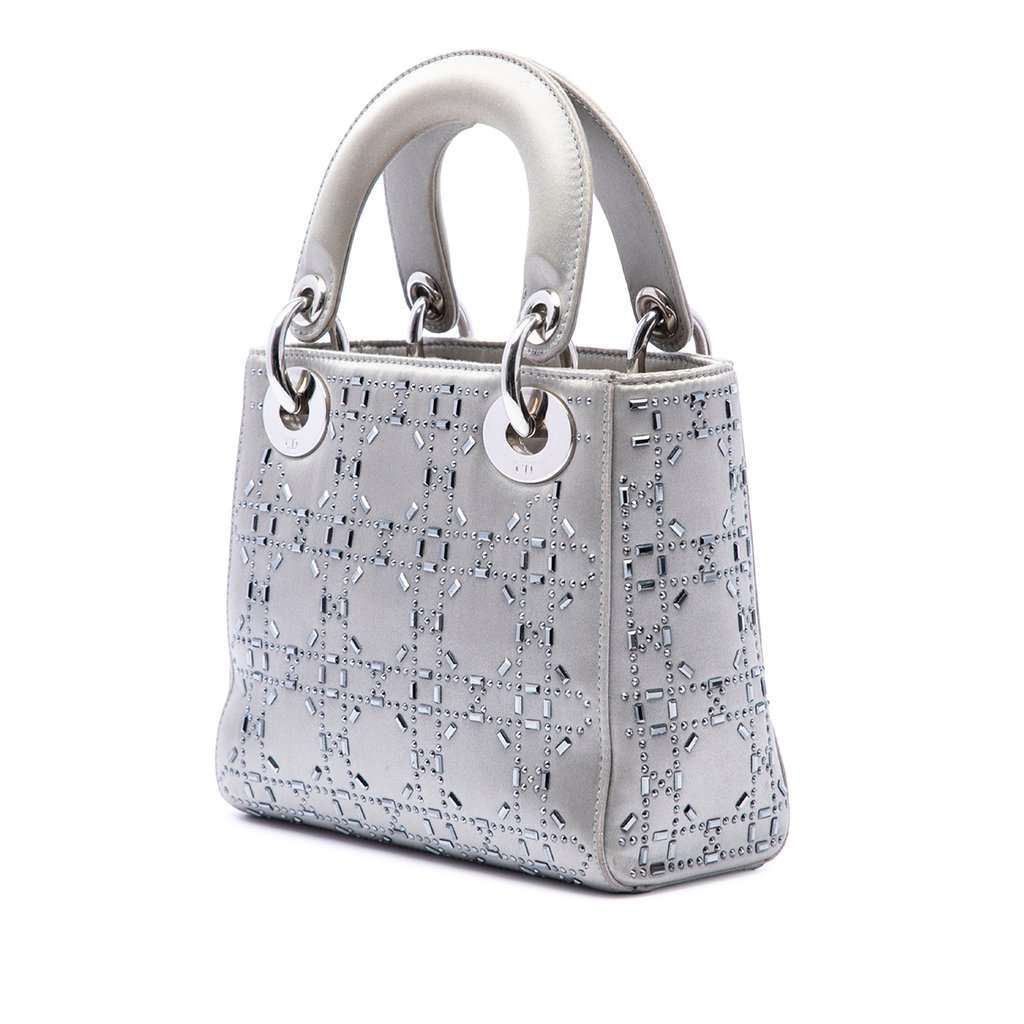 Dior Mini Satin Cannage Crystal Embellished Lady Dior MultiColor Very good condition - Back View