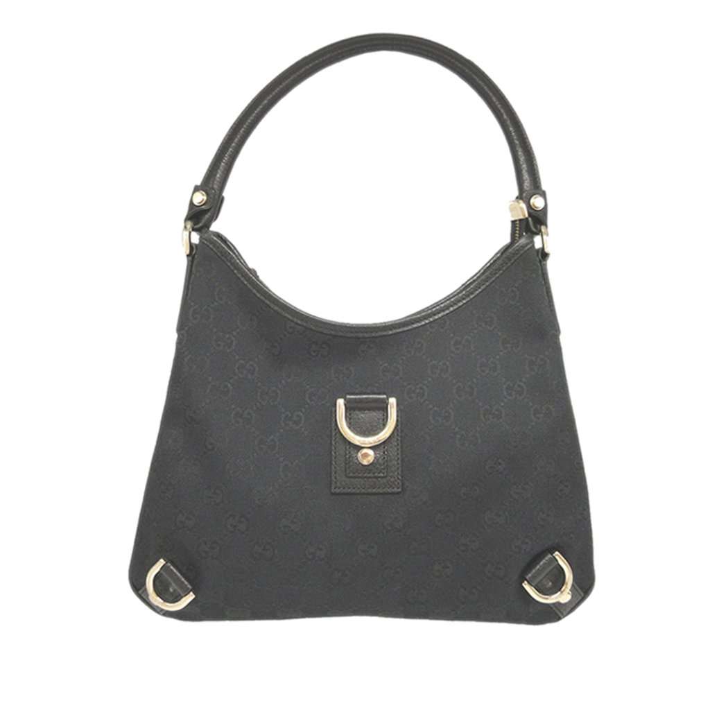 Gucci GG Canvas Abbey D Ring Shoulder Bag Black Very good - Front View