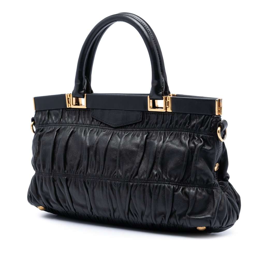 Prada Nappa Gaufre Satchel Black Leather Very good condition - Back View