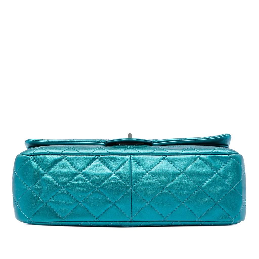 Chanel Quilted Metallic Calfskin Reissue 2.55 Flap 227 Blue Leather Very good condition - Inside View