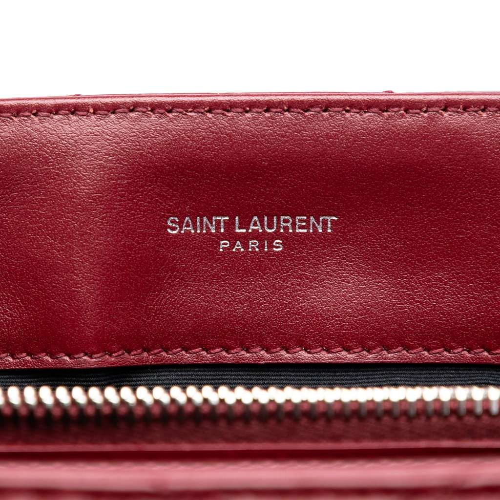 Saint Laurent Medium Matelasse Calfskin Monogram LouLou Shoulder Bag Red Leather Very good condition - Box View