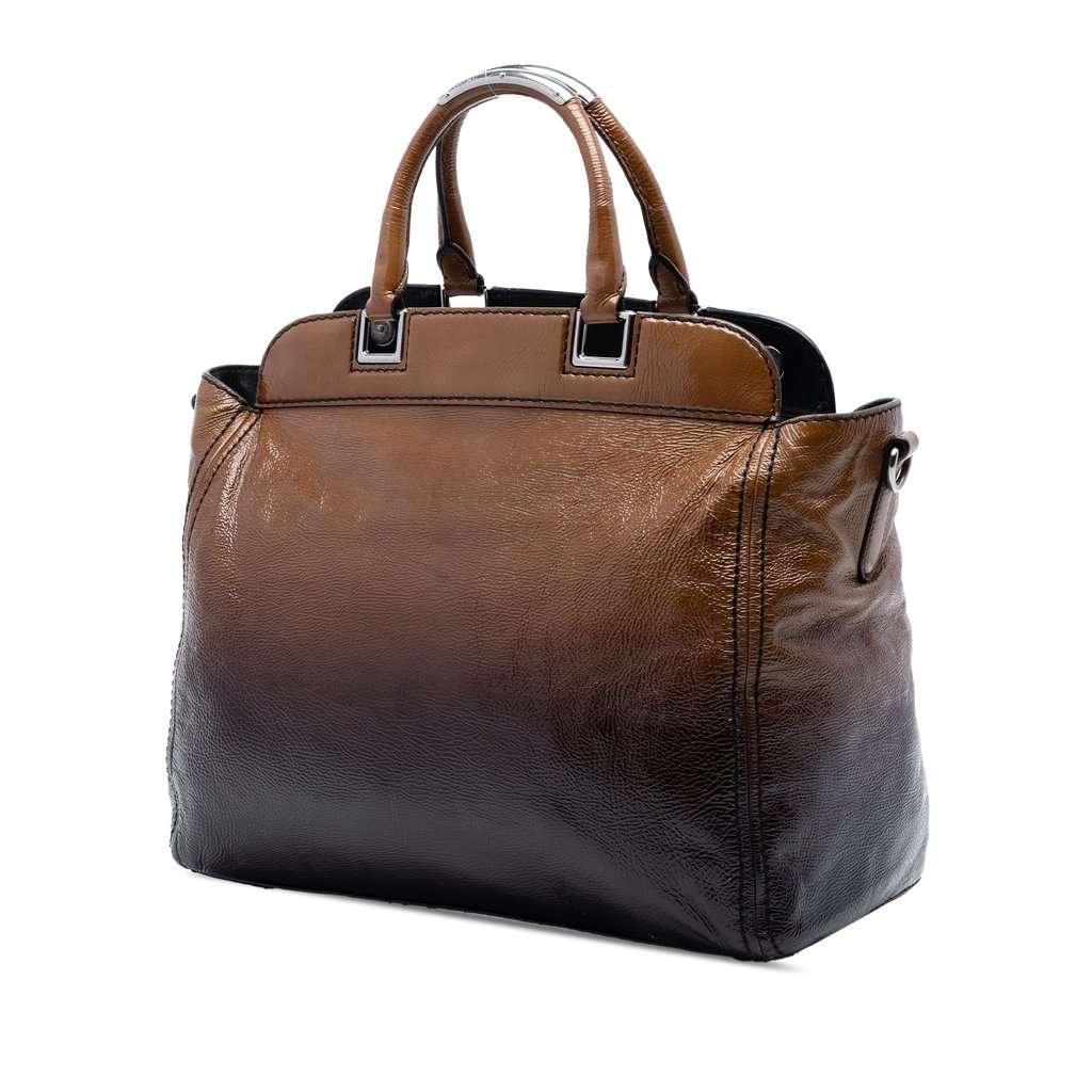 Prada Sfumato Vernice Naplak Frame Satchel Brown Leather Very good condition - Back View