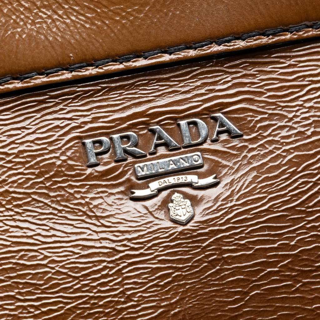 Prada Sfumato Vernice Naplak Frame Satchel Brown Leather Very good condition - Box View