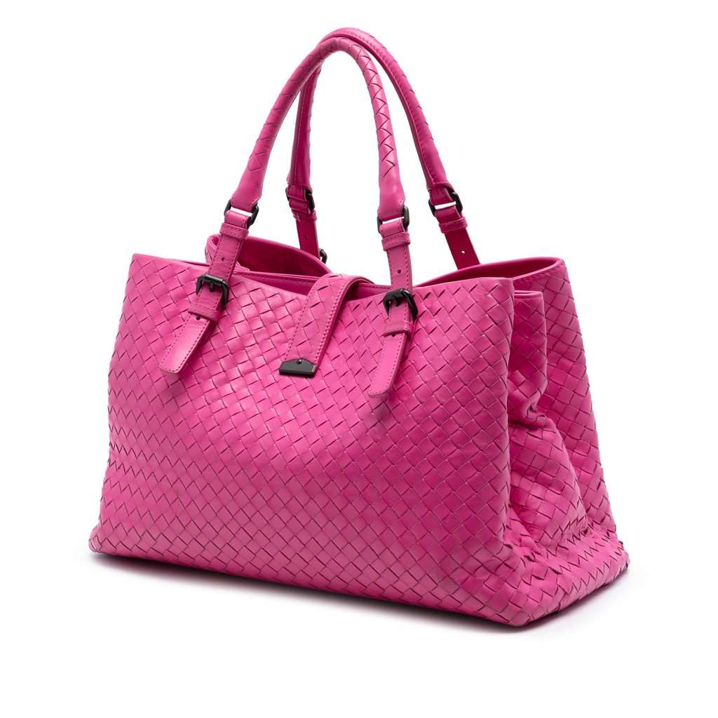 Bottega Veneta Medium Nappa Intrecciato Roma Tote Pink Leather Very good - Back View