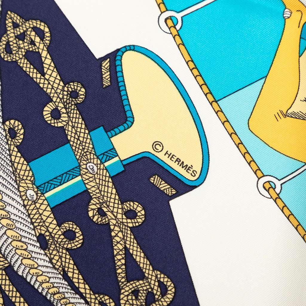 Hermès Circus Silk Scarf 90 Blue Very good condition - Box View