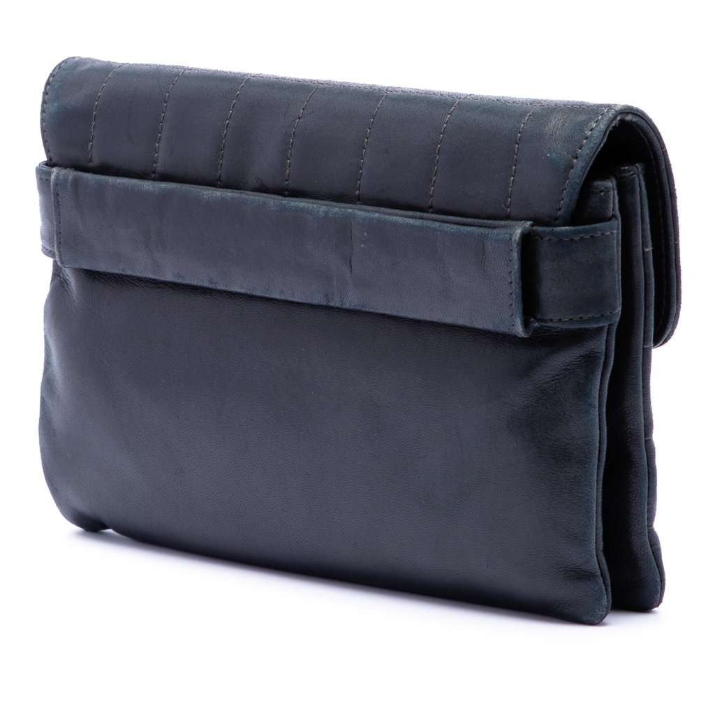 Chanel Choco Bar Lambskin Reissue 2.55 Flap Clutch Black Leather Very good condition - Back View