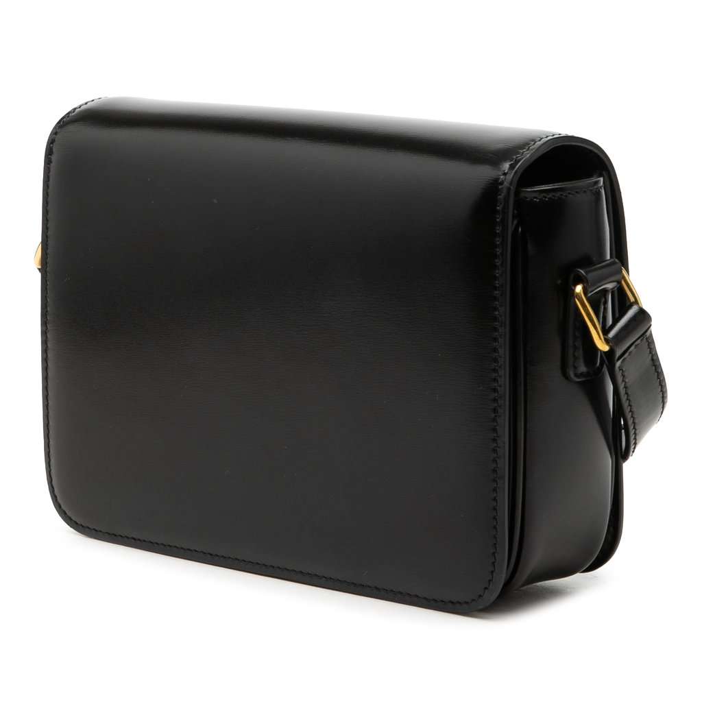 Celine Teen Shiny Calfskin Triomphe Crossbody Black Leather Very good condition - Back View