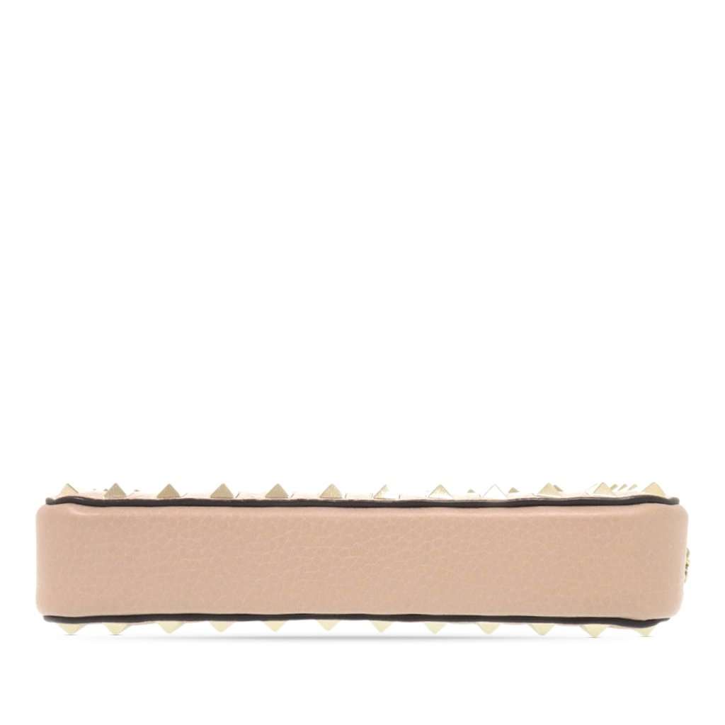 Valentino Pebbled Calfskin Rockstud Double Zip Chain Pouch Brown Leather Very good condition - Inside View