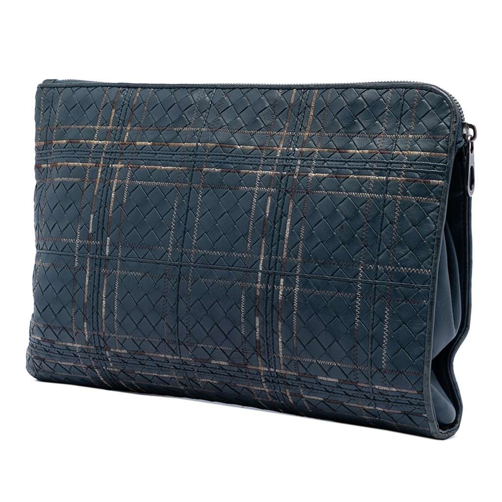 Bottega Veneta Nappa Intrecciato Metropolis Document Case Blue Leather Very good condition - Back View