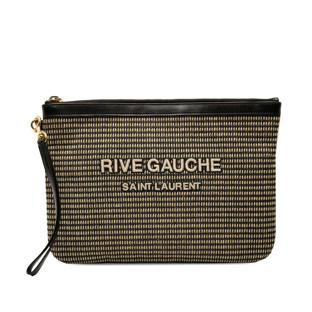 Saint Laurent Raffia Rive Gauche Clutch Beige Very good - Front View