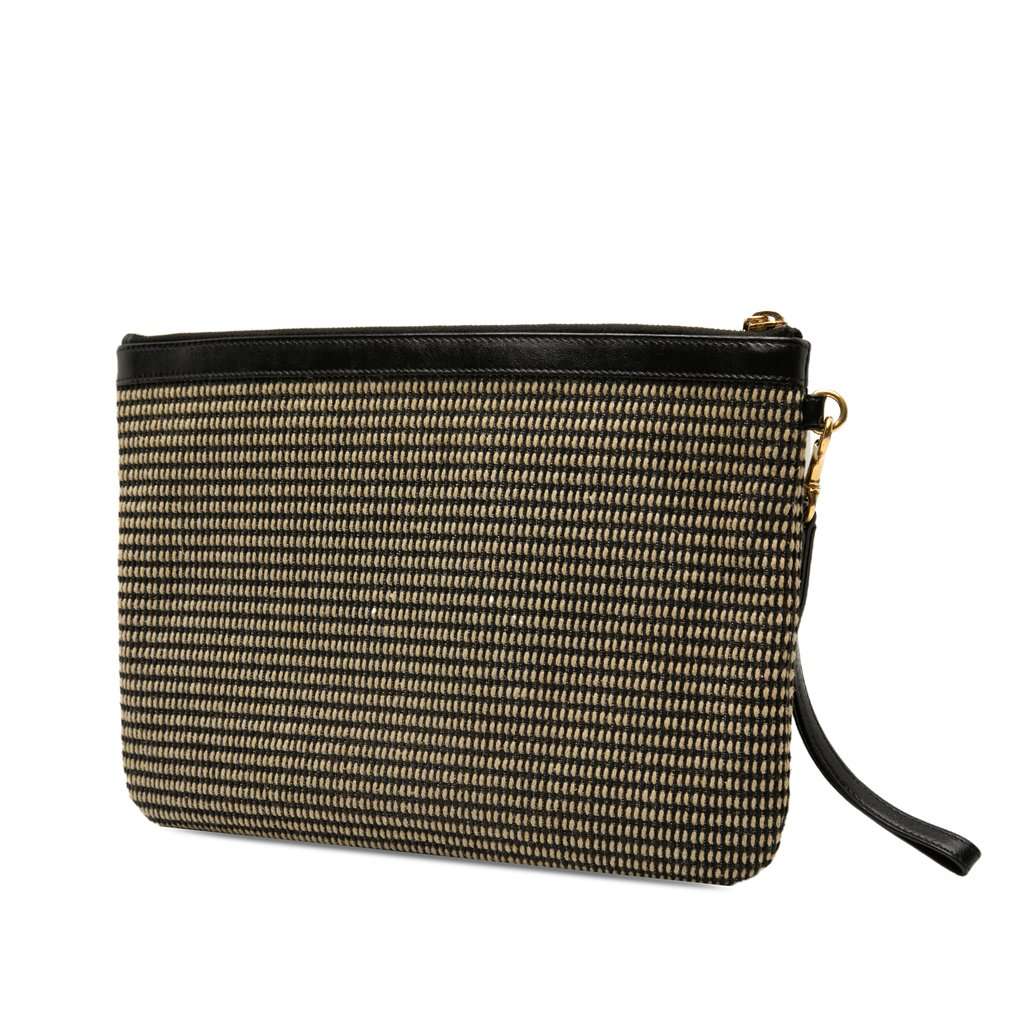 Saint Laurent Raffia Rive Gauche Clutch Beige Very good - Back View