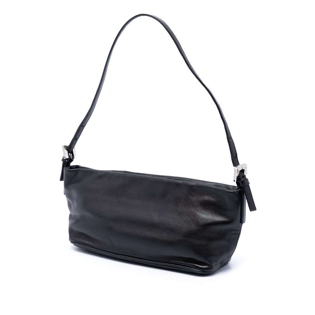 Fendi Leather FF Baguette Shoulder Bag Black Leather Very good condition - Back View