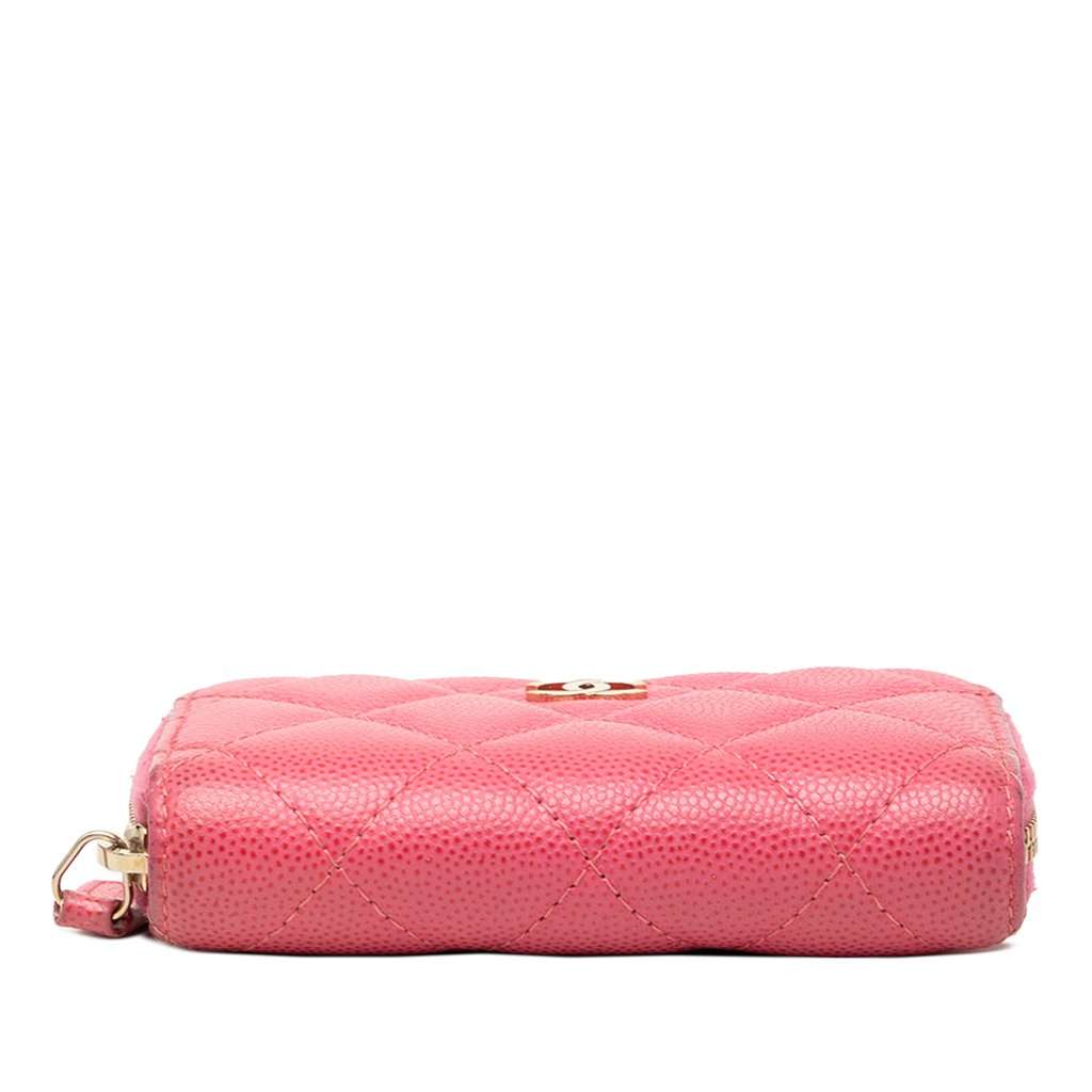 Chanel CC Quilted Caviar Zip Coin Purse Pink Leather Very good condition - Inside View