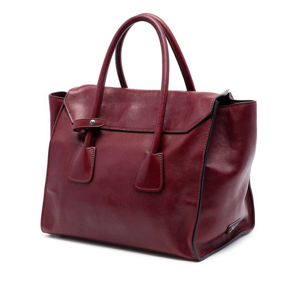 Prada Glace Calf Sound Lock Satchel Red Leather Very good condition - Back View