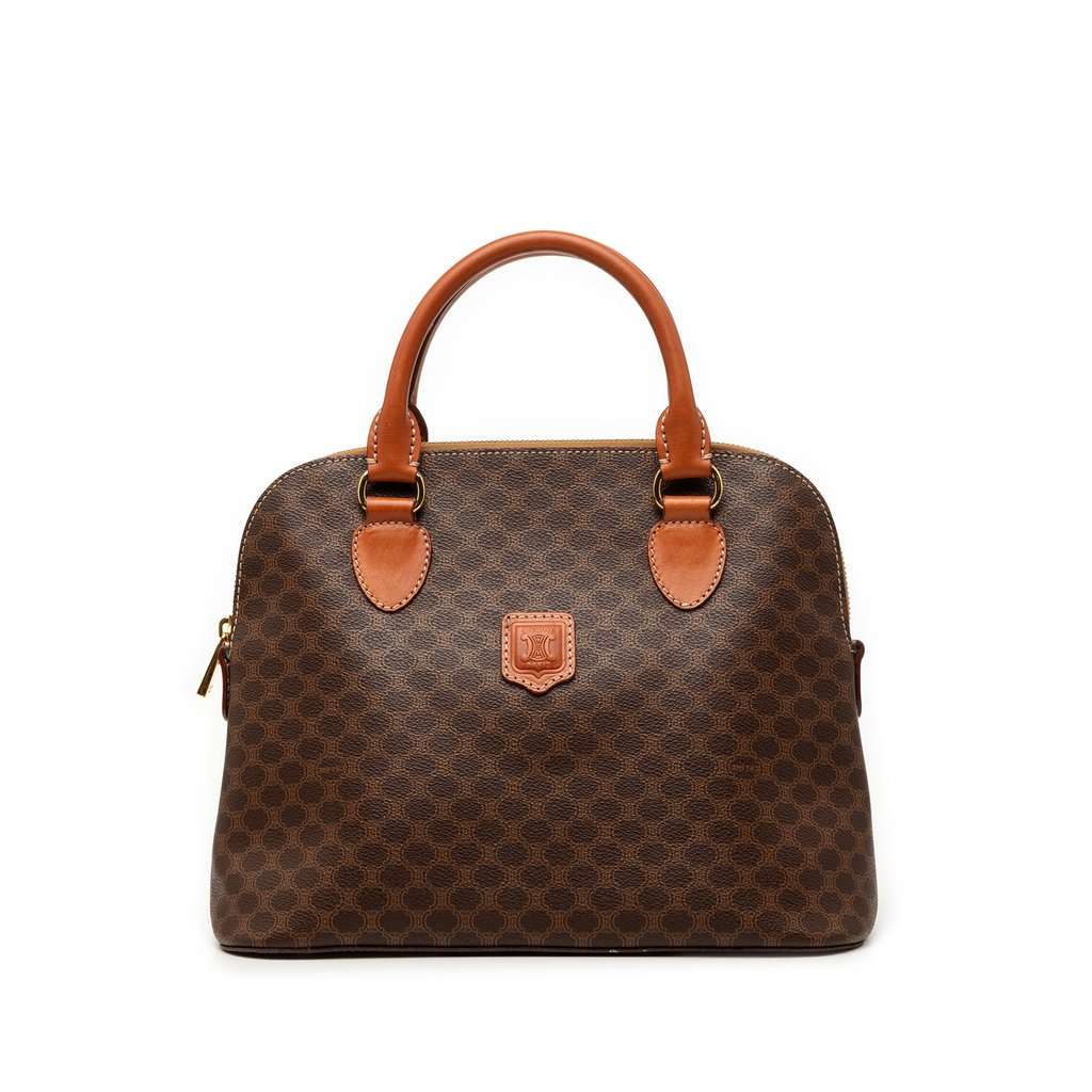 Celine Macadam Coated Canvas Dome Handbag Brown Very good condition - Front View