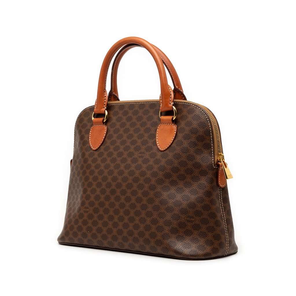 Celine Macadam Coated Canvas Dome Handbag Brown Very good condition - Back View