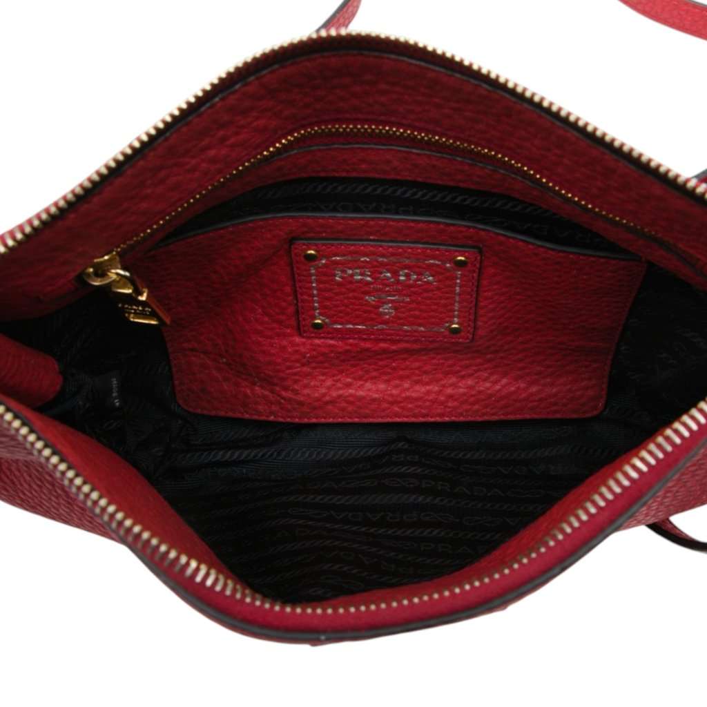 Prada Vitello Daino Crossbody Red Leather Very good - Model View