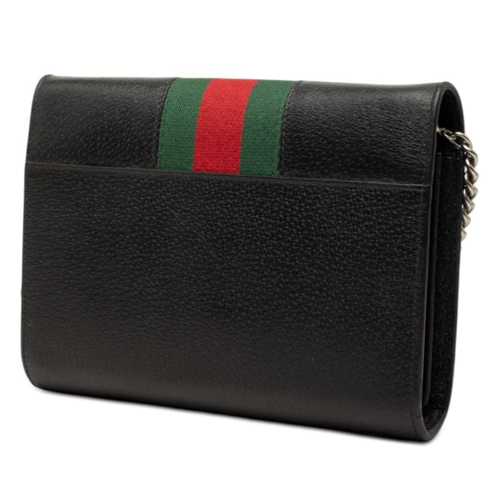 Gucci Mini Calfskin Dionysus Web Wallet On Chain Black Leather Very good - Back View