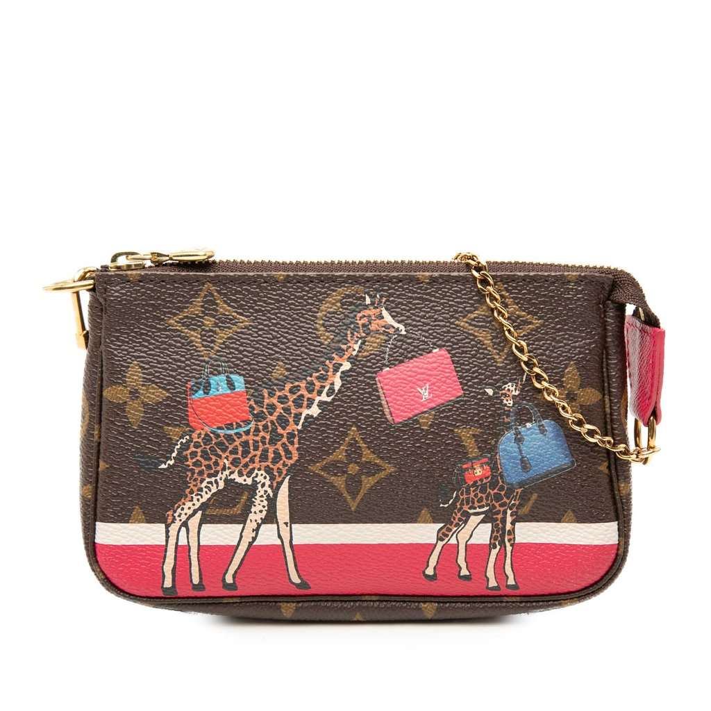 Louis Vuitton Monogram Giraffe Christmas Mini Pochette Accessoires Brown Very good condition - Front View