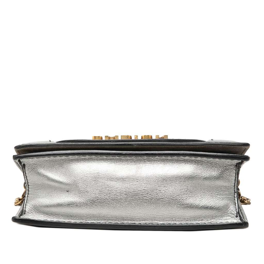 Dior Metallic Calfskin JAdior Clutch with Chain Silver Leather Very good condition - Inside View