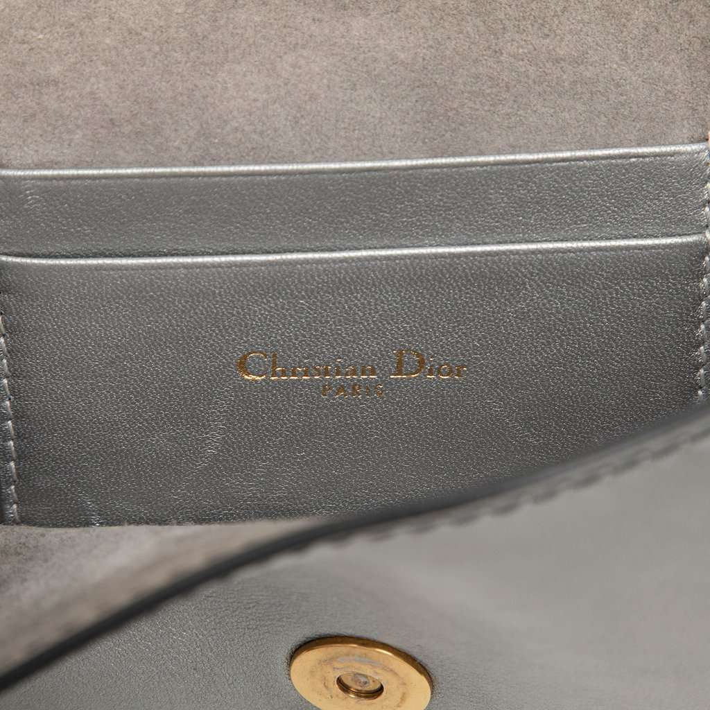 Dior Metallic Calfskin JAdior Clutch with Chain Silver Leather Very good condition - Box View