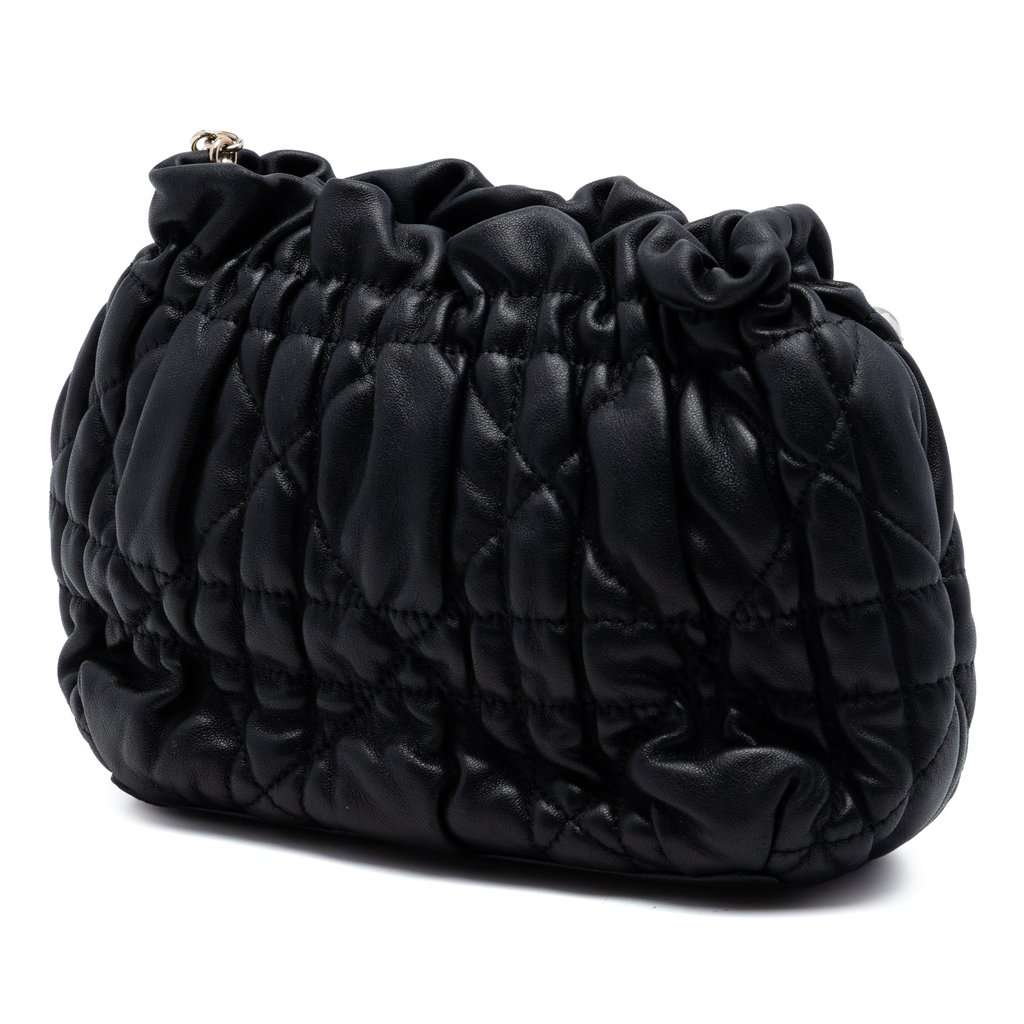 Dior Mini Lambskin Cannage Gaufre Delices Bag Black Leather Very good condition - Back View