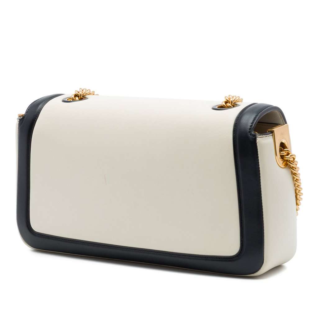Fendi Bicolor Leather Chain Midi Baguette White Leather Very good condition - Back View