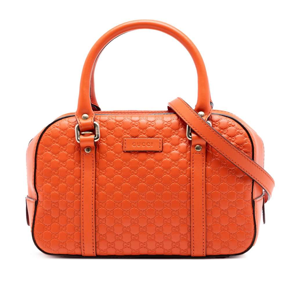 Gucci Small Microguccissima Bree Satchel Orange Leather Very good condition - Front View