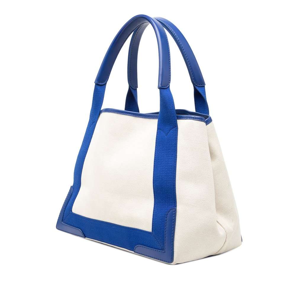 Balenciaga Canvas Navy Cabas S Tote White Very good condition - Back View
