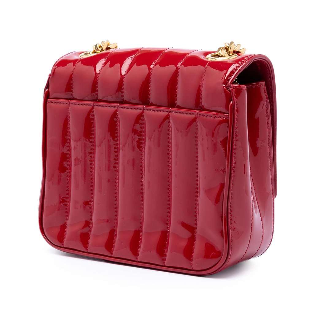 Saint Laurent Small Patent Monogram Vicky Chain Bag Red Leather Very good condition - Back View