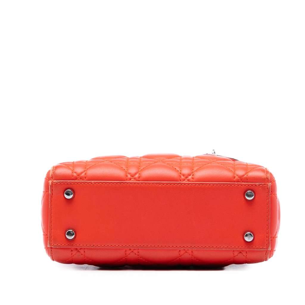 Dior Mini Lambskin Cannage Lady Dior Orange Leather Very good - Inside View